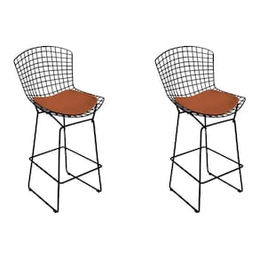 Kit 2 Banquetas Bistrô Bertoia Preta D70 Com Assento Cobre Cor Preto