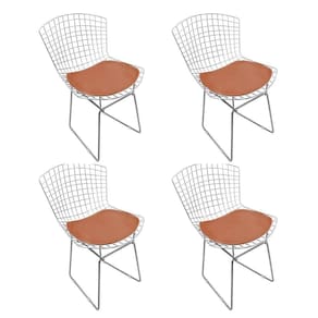 Kit 4 Cadeiras Bertoia Cromada Com Assento Sintético Cobre Cor Marrom