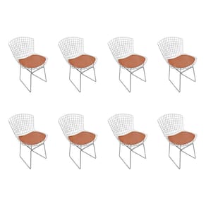 Kit 8 Cadeiras Bertoia Cromada Com Assento Sintético Cobre Cor Marrom