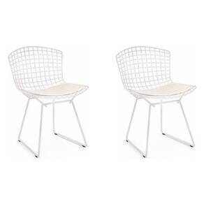 Kit 2 Cadeiras Bertoia Branca Com Assento Branco Cor Branco