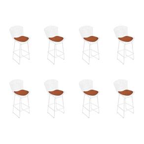 Kit 8 Banquetas Bistrô Bertoia Branca D60 Com Assento Cobre Cor Branco