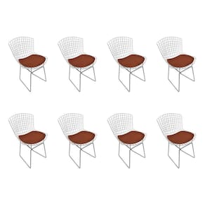 Kit 8 Cadeiras Bertoia Cromada Com Assento Sintético Marrom Cor Marrom