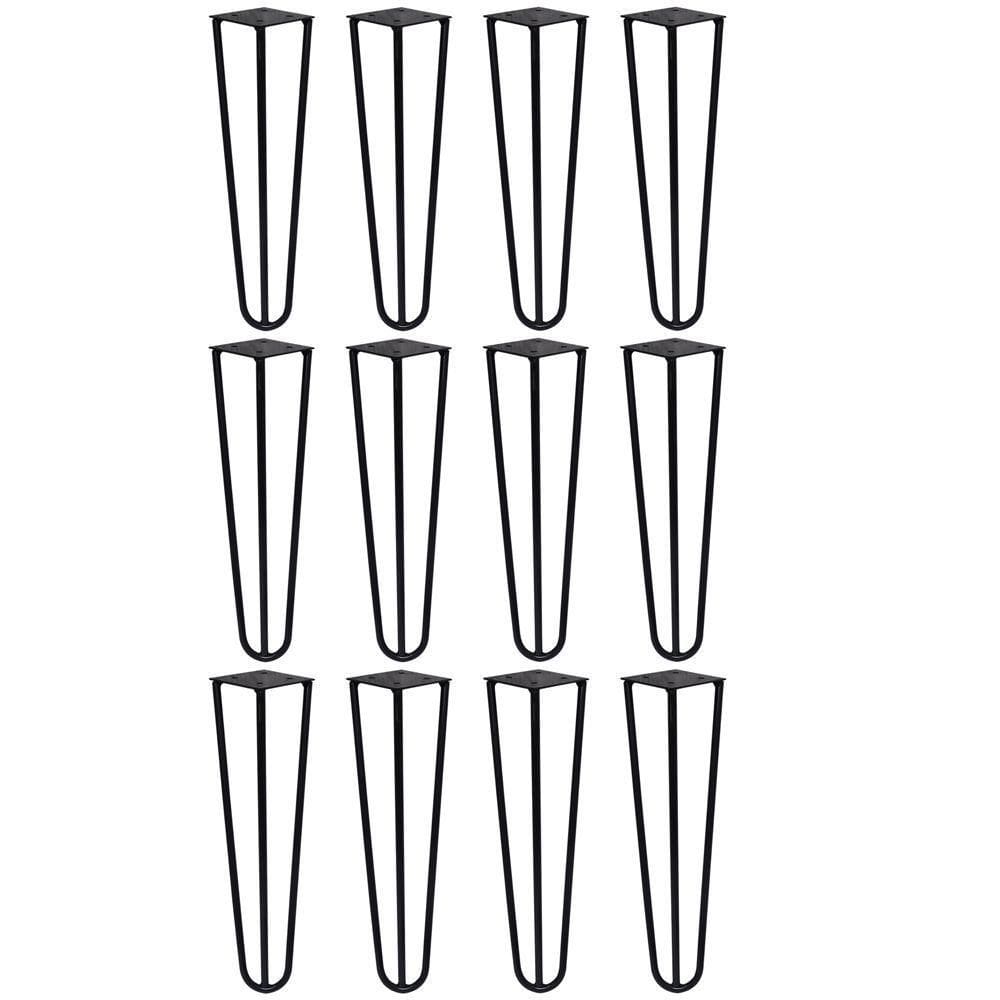 Kit 12 Pés De Metal 25 Cm Legs Mesas De Centro Puffs Preto