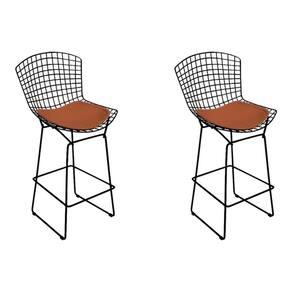 Kit 2 Banquetas Bistrô Bertoia Preta D80 Com Assento Cobre Cor Preto