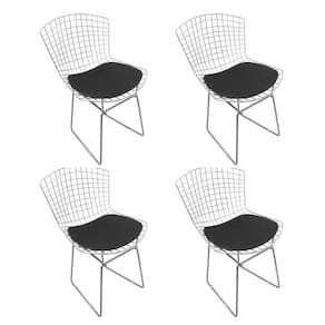 Kit 4 Cadeiras Bertoia Cromadas Com Assento Sintético Preto Cor Preto
