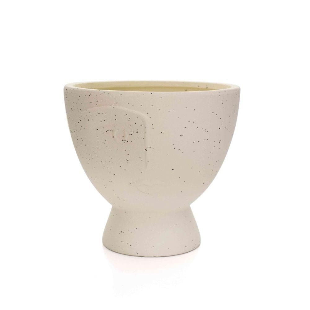 Cachepot Decorativo Rosto Em Cerâmica Areia 17x18 Cm - D`rossi