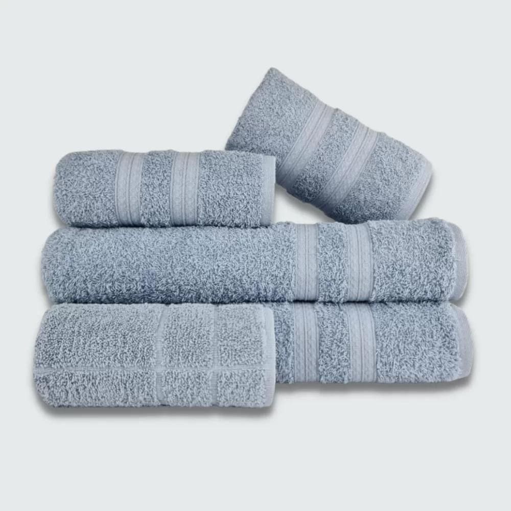 Jogo De Toalha 5 Pçs Gigante Felpuda Lisboa Azul