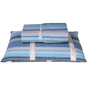 Jogo Cama Lençol Solteiro 180 Fios 2pçs Azul Listrado