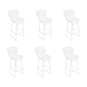 Kit 6 Banquetas Bistrô Bertoia Branca D80 Com Assento Branco Cor Branco