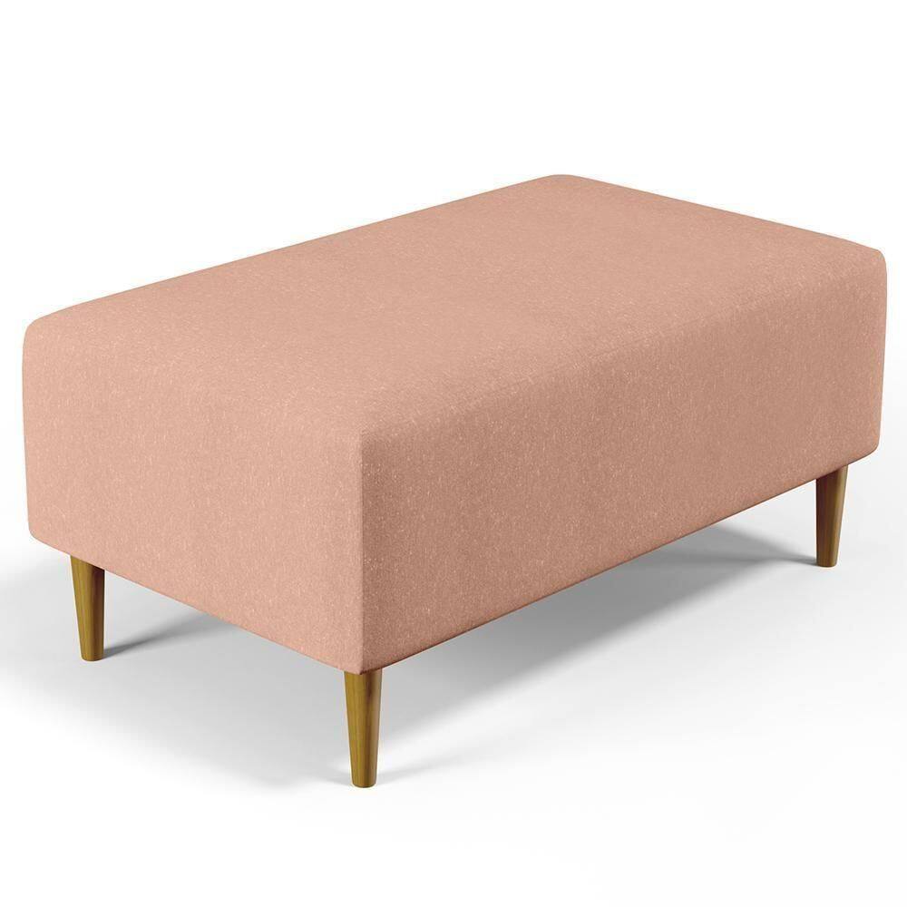 Puff Sala De Estar Cléo W01 Pés Palito 90 Cm Linho Rosê