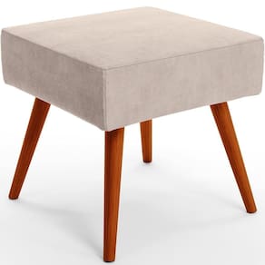 Puff Banqueta Decorativa Com Pés Palito Lívia Suede Bege