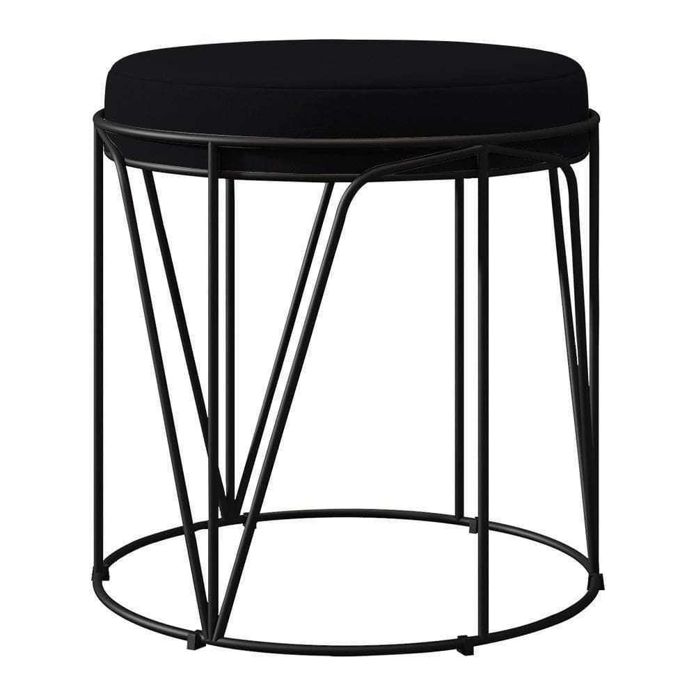 Puff Aramado Preto Zaya L02 Suede Preto