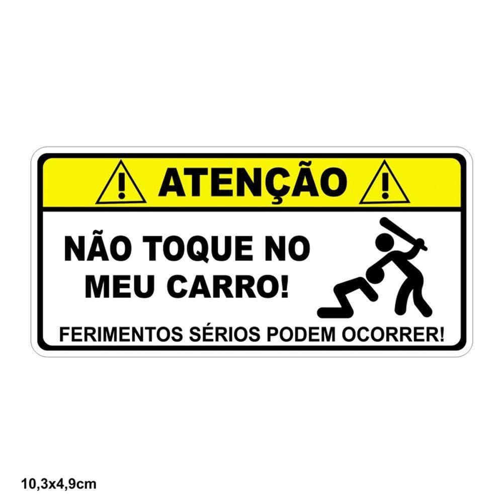 Adesivo Decorativo Sem Resina `Atenção Não Toque No Meu Carro` Carro 10,3X4,9 Cm Amarelo