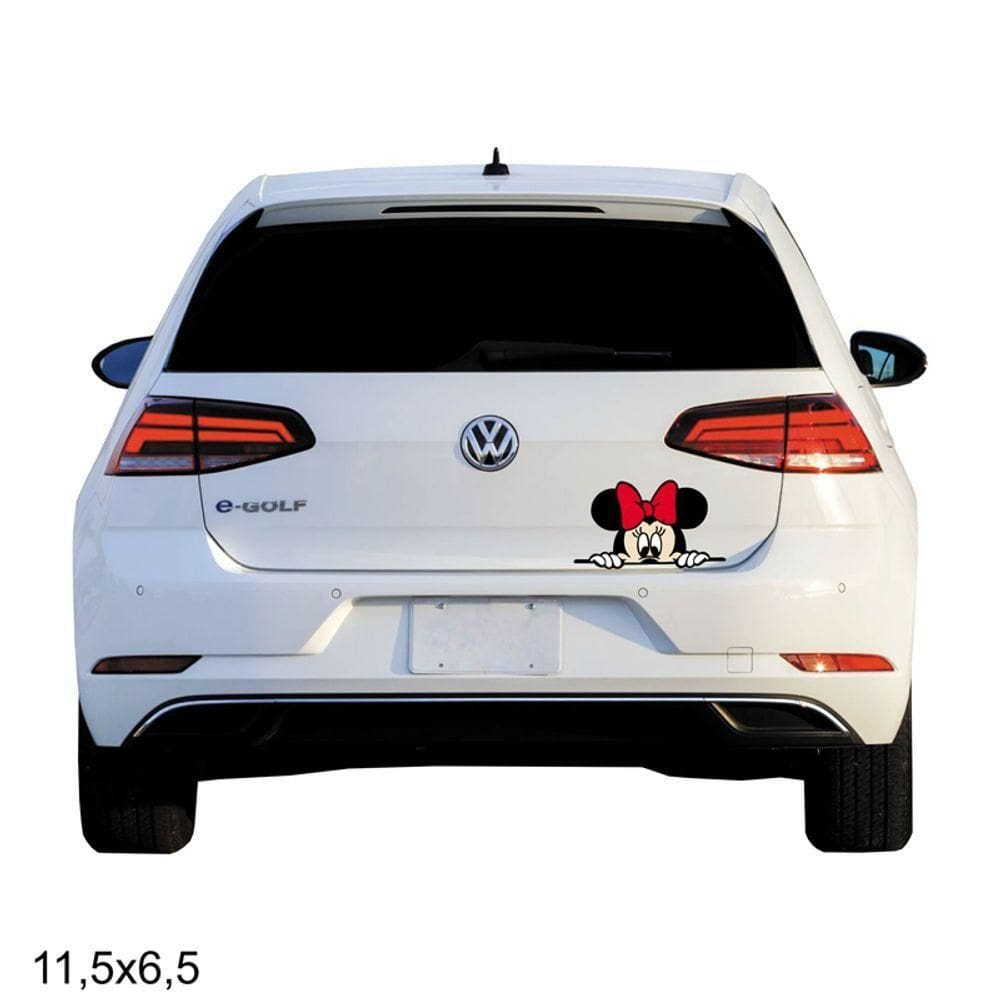 Adesivo Carro Sem Resina Minnie - Alta Qualidade 11,5X6,5Cm Vermelho