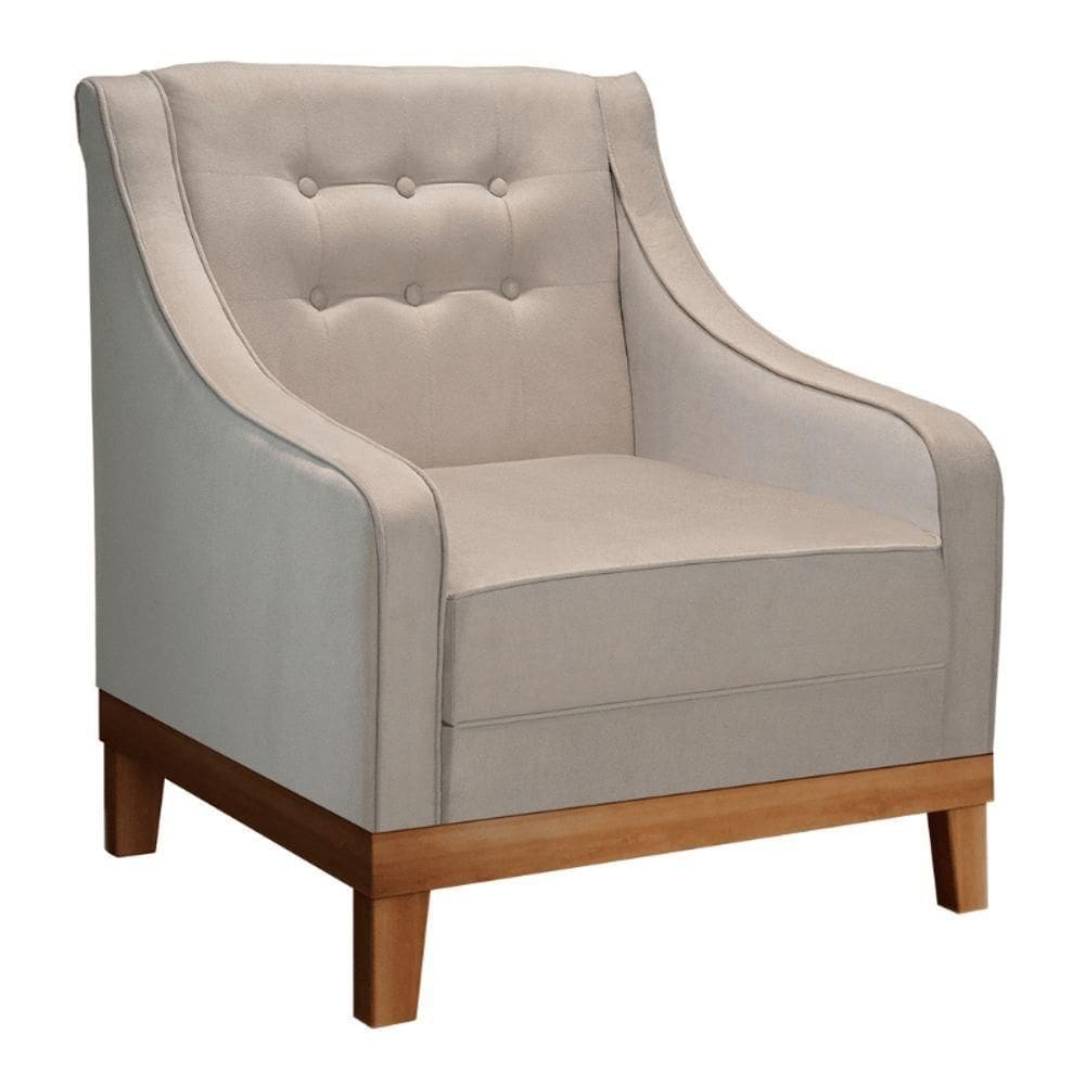 Poltrona Decorativa Tabatha Via Encanto Veludo Bege