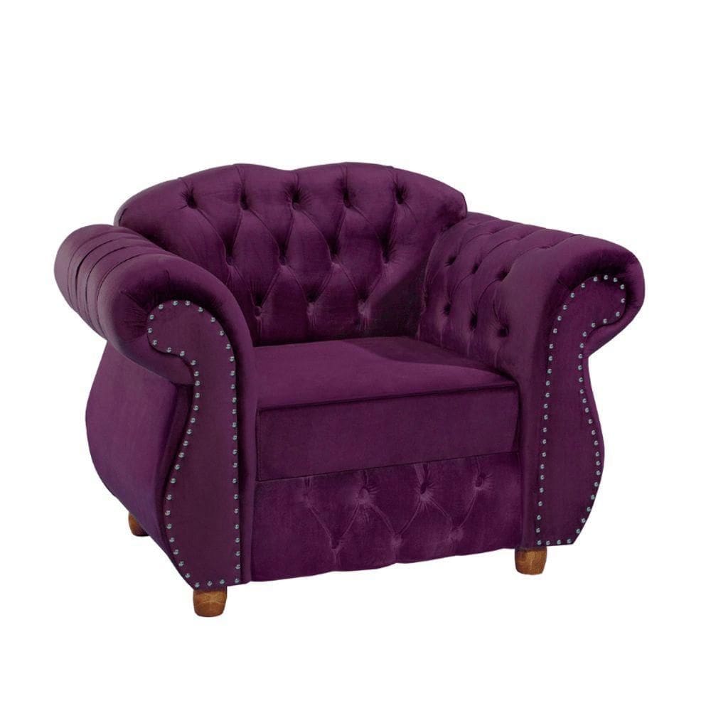 Poltrona Chesterfield Merlô Via Encanto Veludo Uva