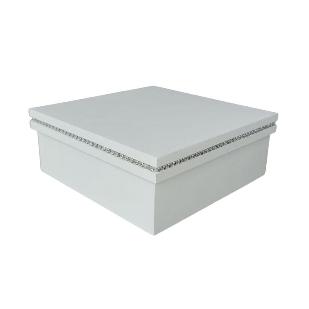 Kit Com 6un De Caixa Personalizada Com Strass 100% Mdf (17x17x07) Branco