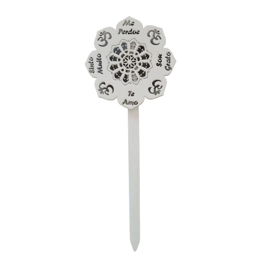 Enfeite Mandala Sou Grato, Te Amo, Sinto Muito, Me Perdoe - Branco 8x8