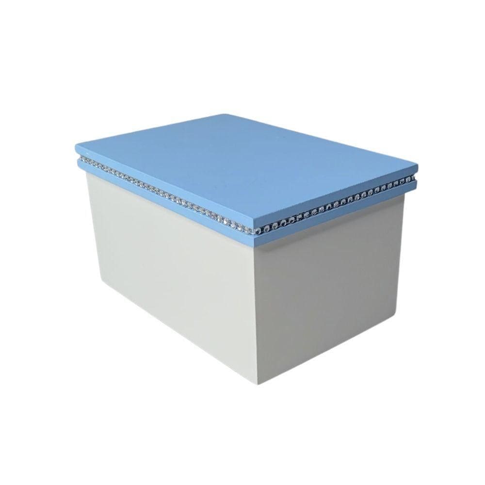 Caixa Personalizadas Para Duas Canecas Com Strass (18x12x10,5) Azul/branco