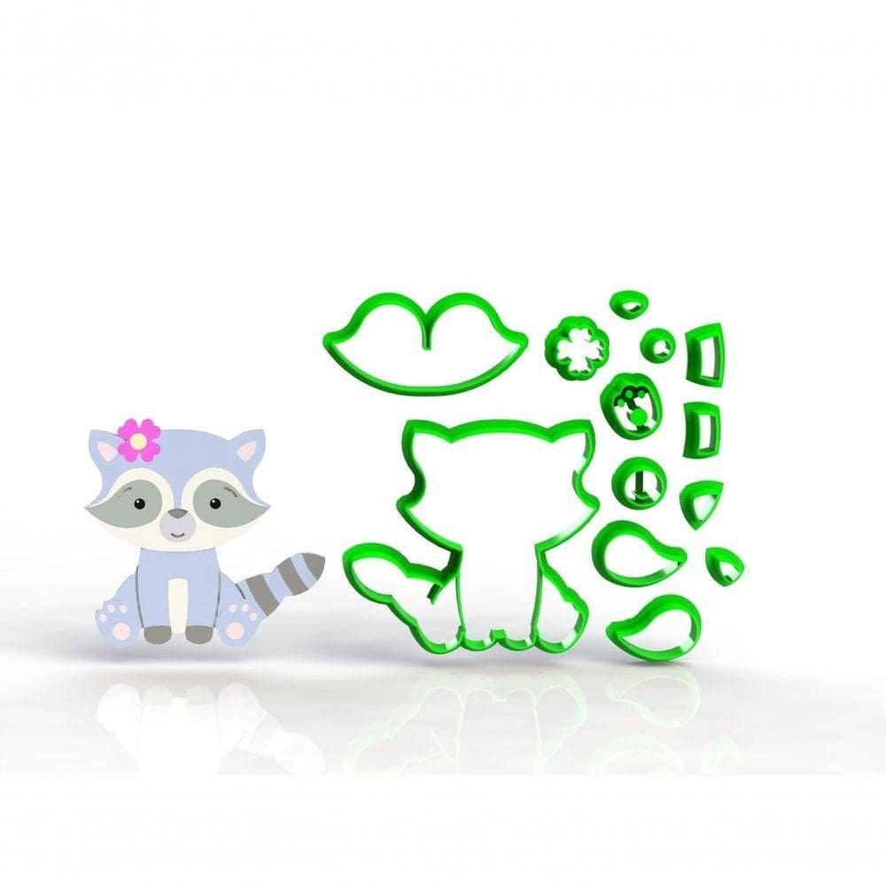 Cortador Guaxinim Corpo Mod 2 Do Bosque Encantado Floresta Tamanho 6 Cm