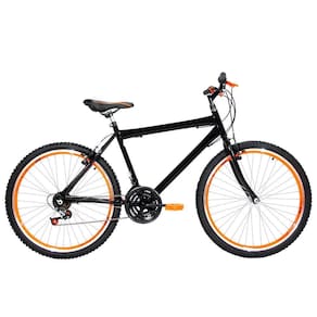 Bicicleta Masculina Aro 26 Mtb Aero 18 Marchas Cor Preta E Laranja