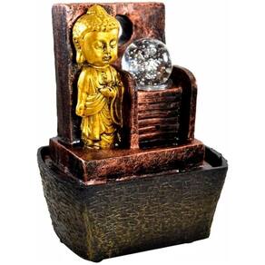 Fonte De água Cascata Buda Dourado Em Resina Bivolt
