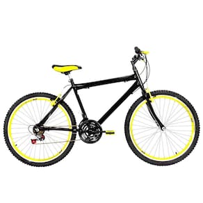 Bicicleta Masculina Aro 26 Mtb Aero 18 Marchas Cor Preta E Amarela