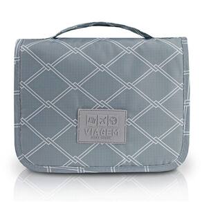 Necessaire Com Gancho Para Viagem Estampa Listrada Jacki Design Cinza