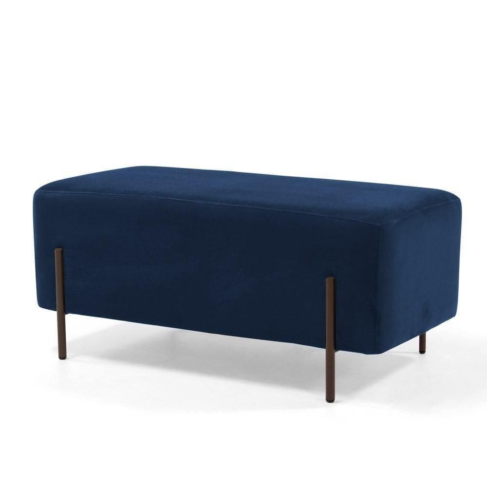 Puff Decorativo 90cm Base Aço Status B-304 Azul Marinho