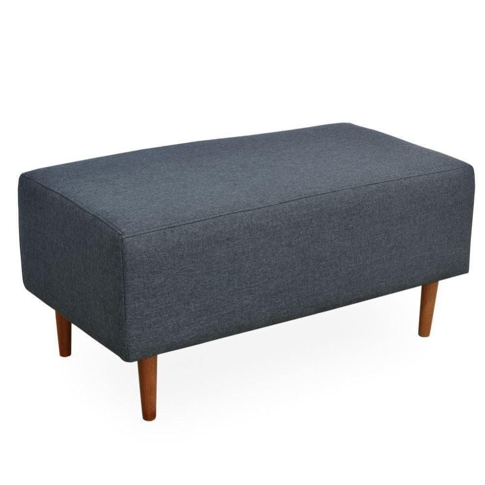 Puff Sala De Estar Cléo W01 Pés Palito 90 Cm Linho Chumbo