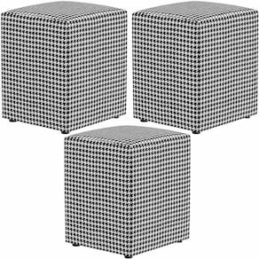 Kit 03 Puffs Quadrado Decorativo L02 Pied Poule - Lyam Decor
