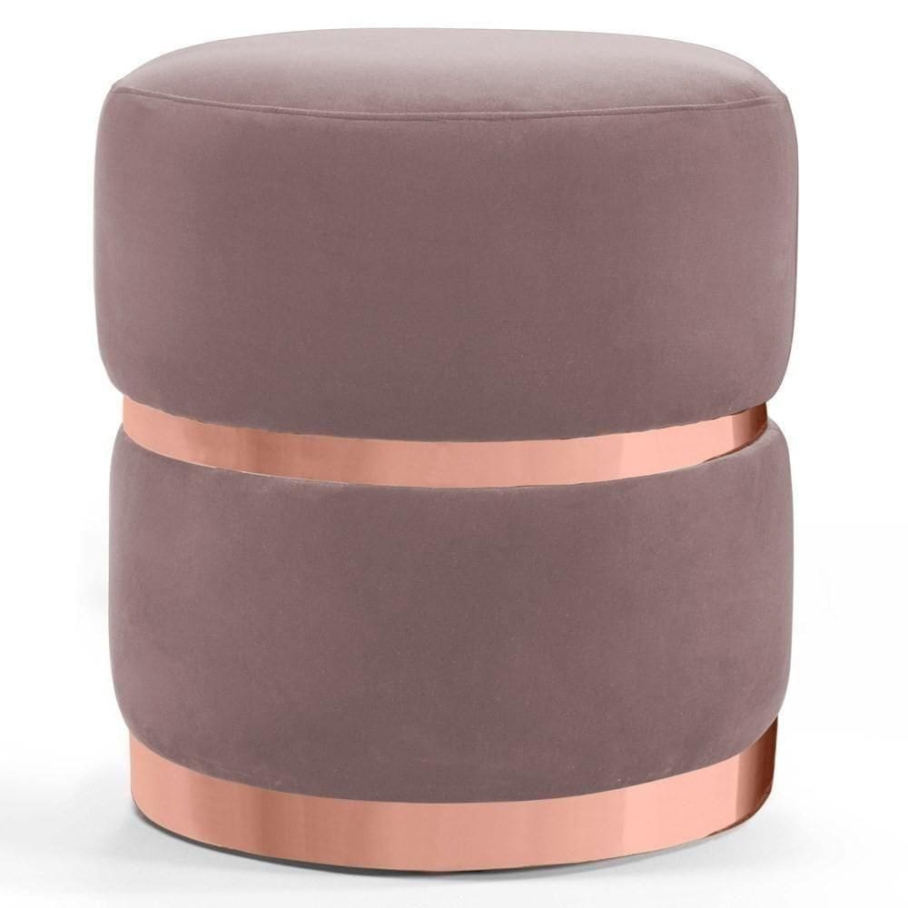 Puff Decorativo Com Cinto E Aro Rosê Round B-305 Rosê