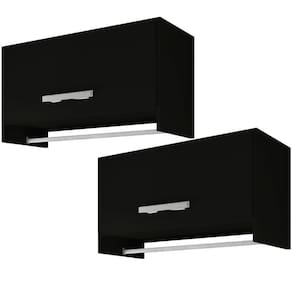 Kit 02 Armários Multiuso Aéreo Cabideiro Grécia L03 Preto