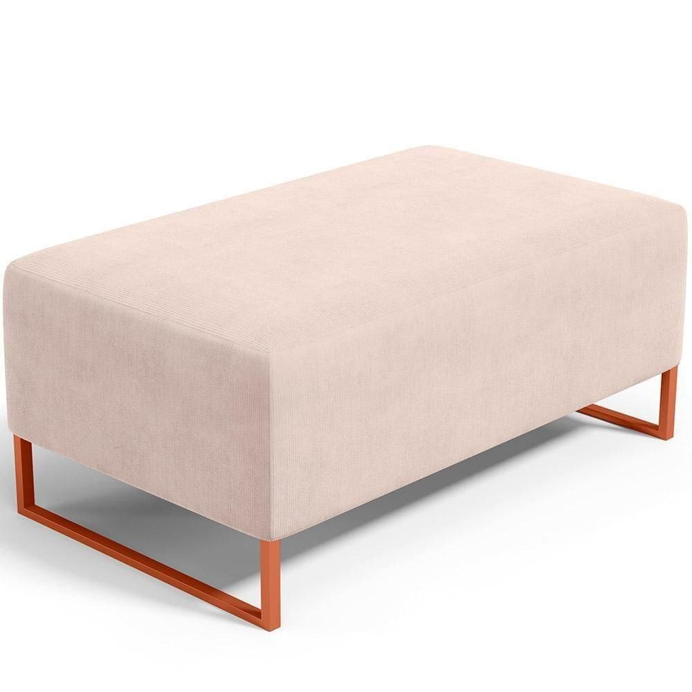 Puff Decorativo Sala De Estar Cléo 90Cm Cobre W01 Suede Bege