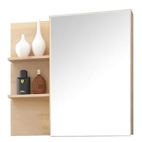 Armário Aéreo Banheiro 80Cm Espelho Jazz B06 Faia Branco
