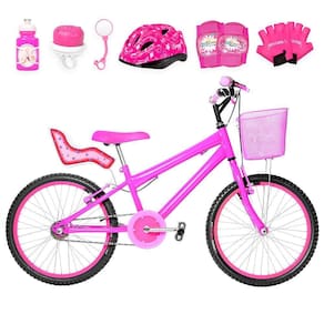 Bicicleta Infantil Feminina Aro 20+Kit Premium Pink
