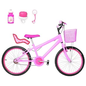 Bicicleta Infantil Feminina Aro 20+Kit Passeio e Cadeirinha