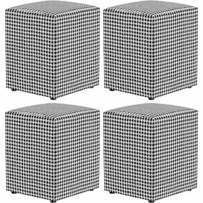 Kit 04 Puffs Quadrado Decorativo L02 Pied Poule - Lyam Decor