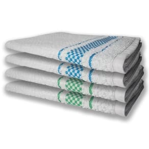 4 Panos De Prato Atoalhado Felpudo Premium Verde+Azul