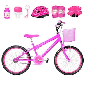Bicicleta Infantil Feminina Aro 20+Kit Proteção Pink
