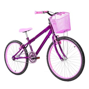Bicicleta Infantil Aro 24 Alumínio Violeta E Rosa