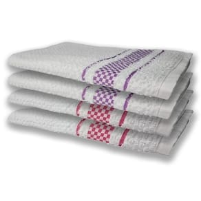 4 Panos De Prato Atoalhado Felpudo Premium Rosa+Roxo