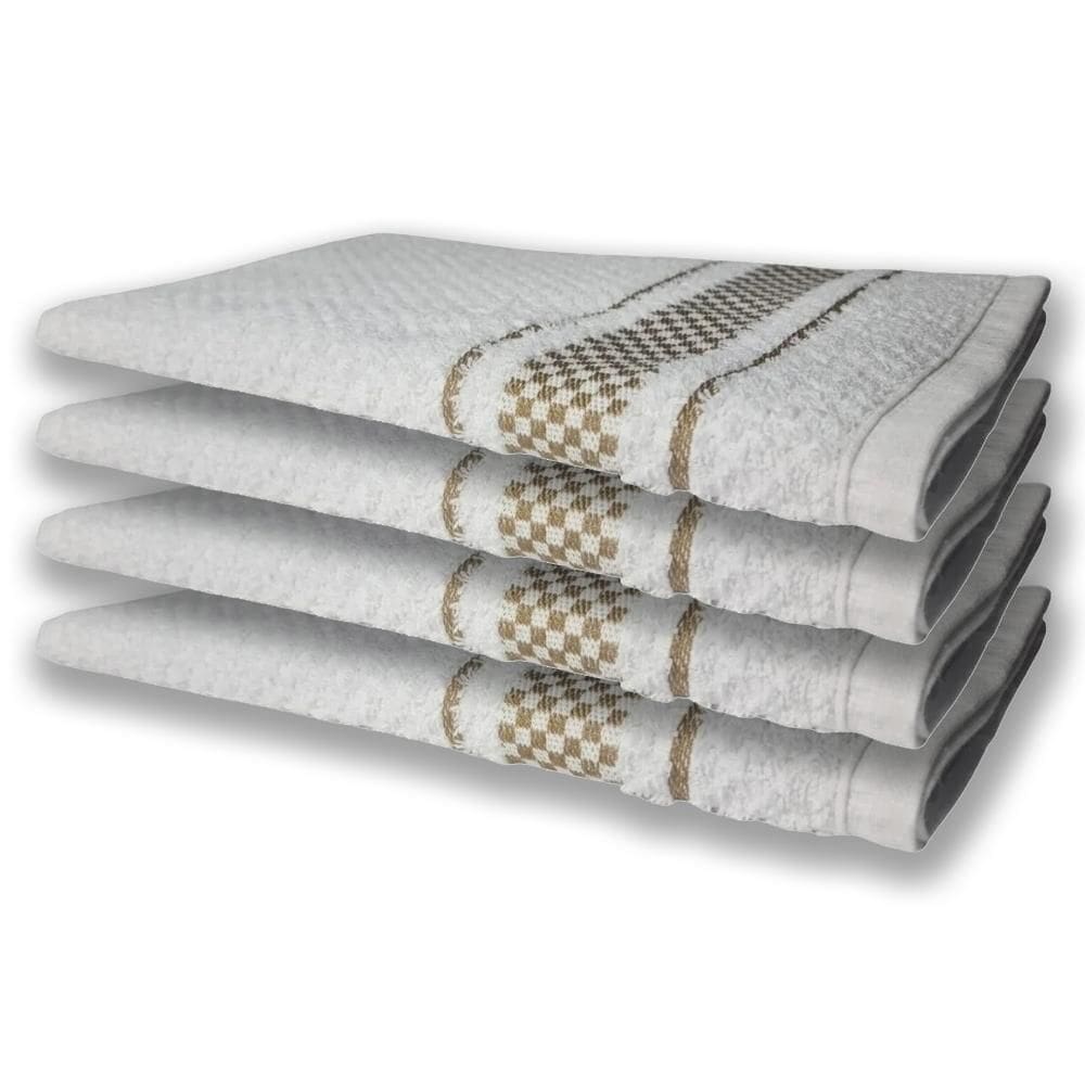 4 Panos De Prato Atoalhado Felpudo Marrom