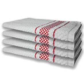 4 Panos De Prato Atoalhado Felpudo 370G/M² Premium Vermelho