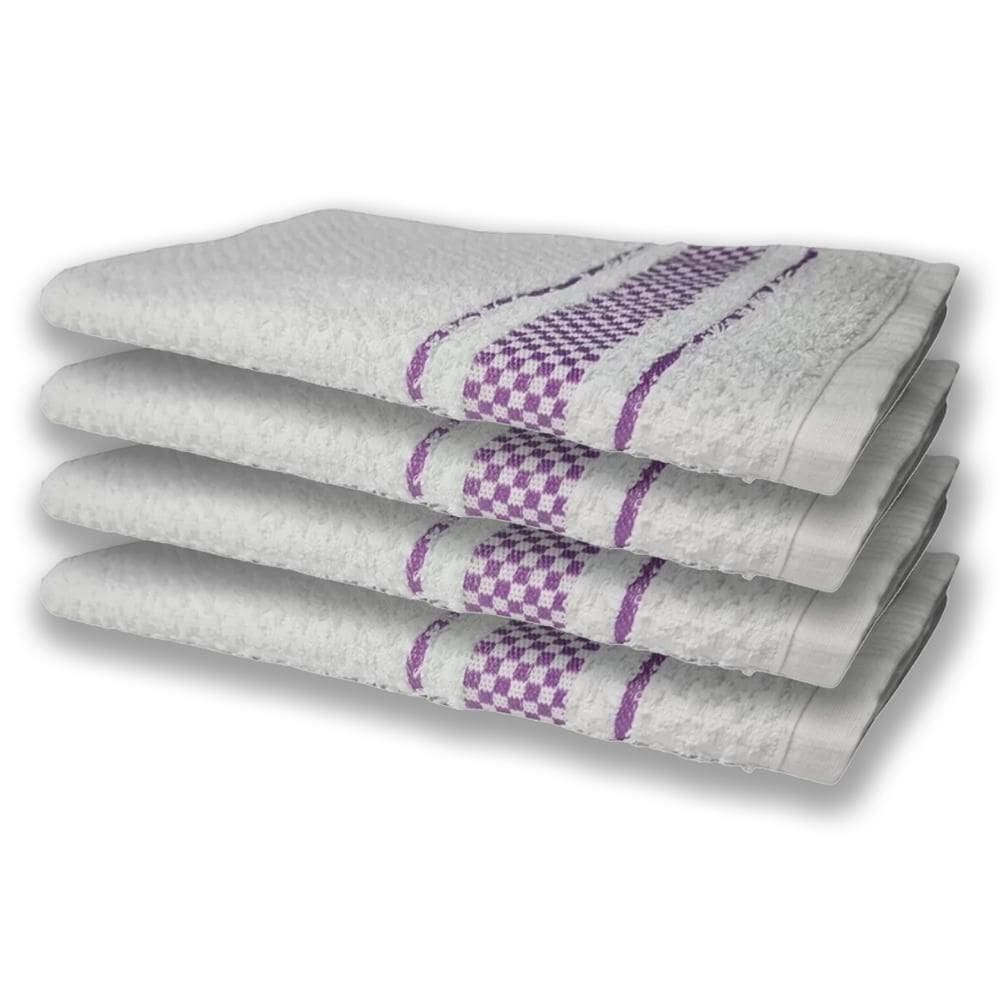 4 Panos De Prato Atoalhado Felpudo 370G/M² Premium Roxo
