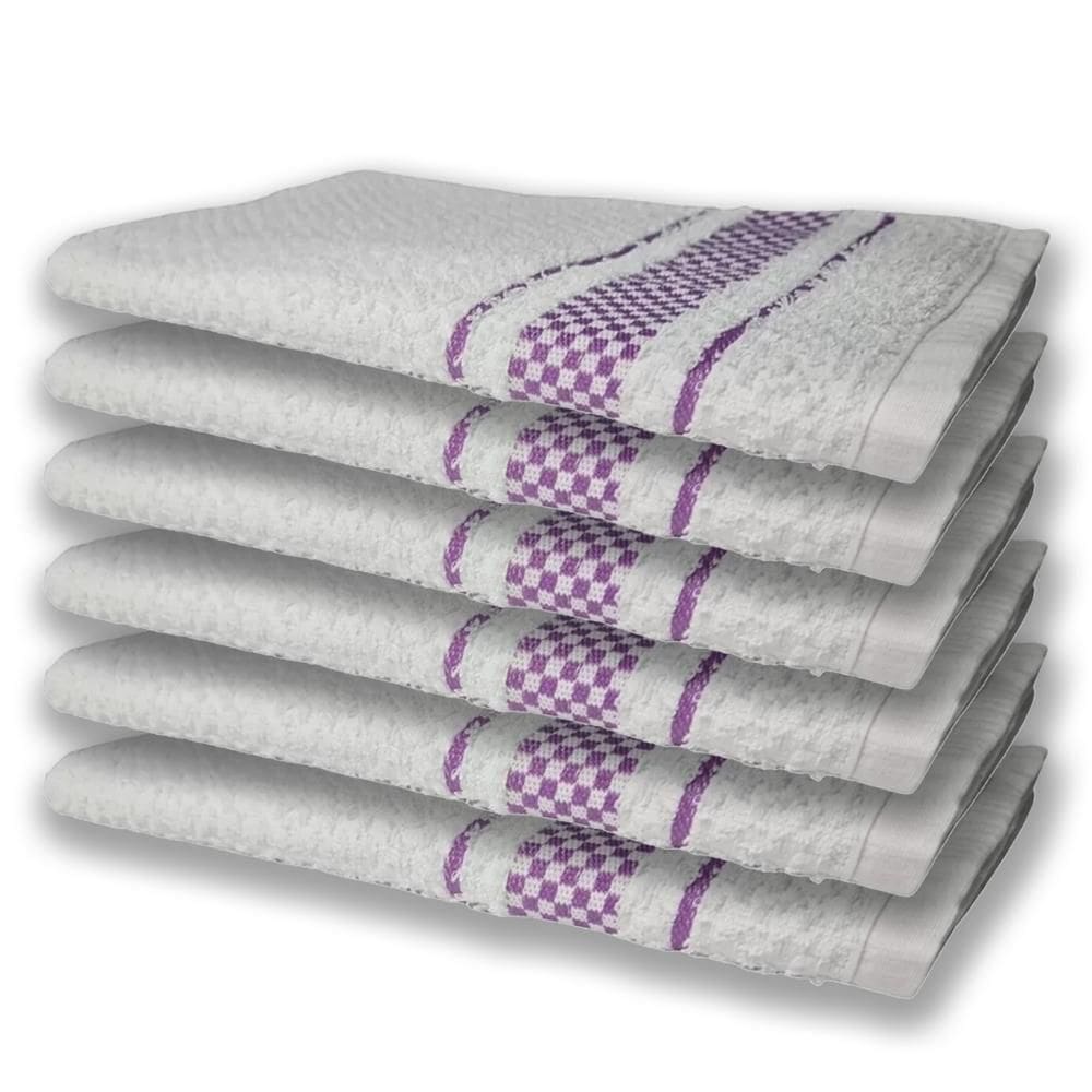 6 Panos De Prato Atoalhado Felpudo 370G/M² Premium Roxo