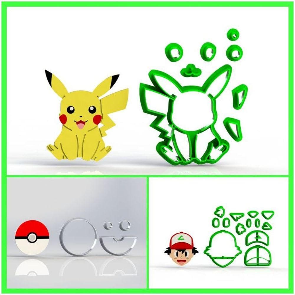 Cortador Kit Pokemon 3 Modelos Modular 7 Cm
