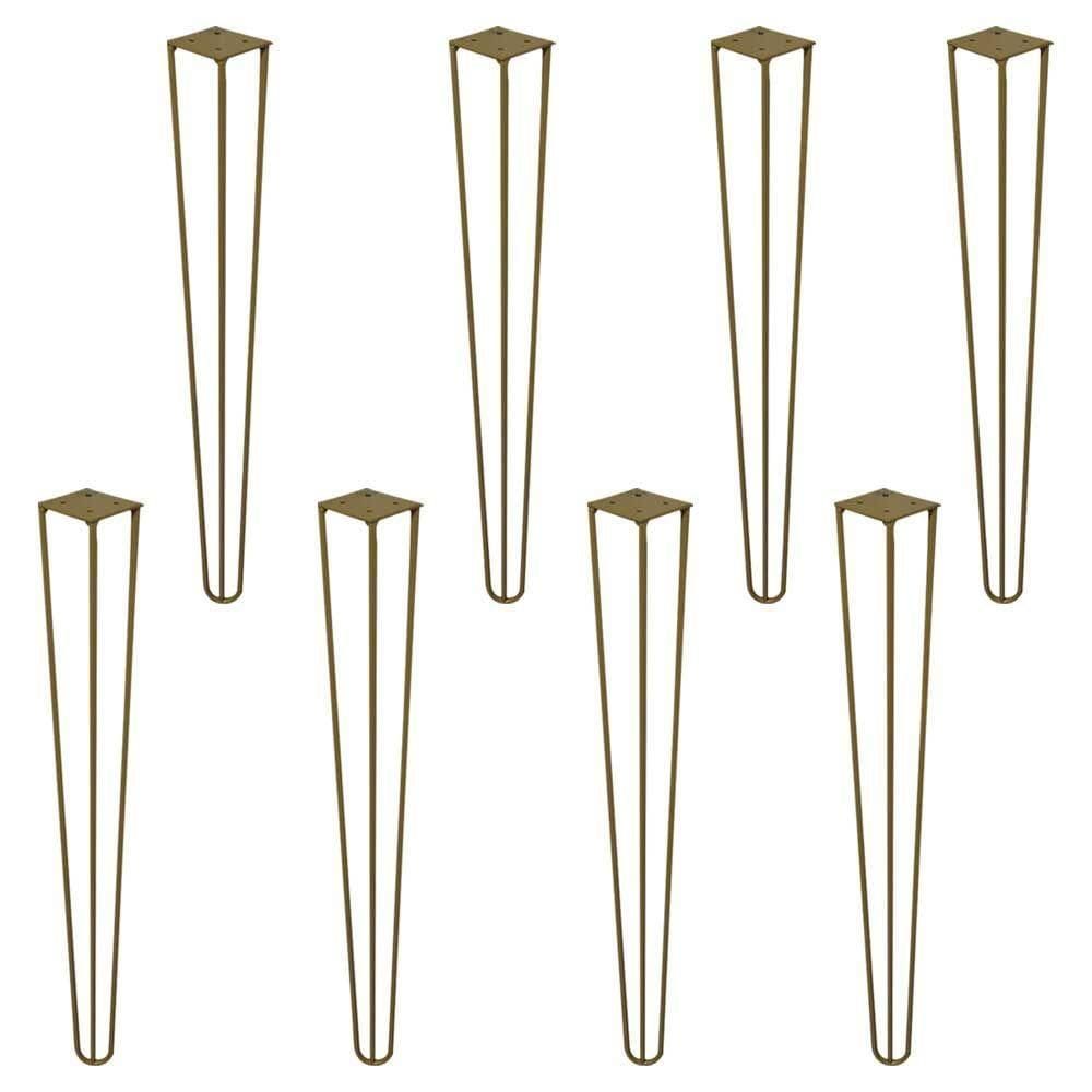 Kit 8 Pés De Metal 60 Cm Mesa De Canto Aparador Dourado