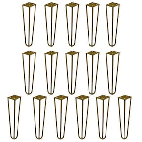 Kit 16 Pés De Metal 25 Cm Rack E Puffs Dourado
