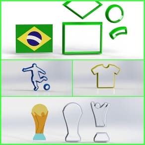 Cortador Kit Copa Do Mundo Brasil Futebol 4 Modelos Tamanho 6 Cm